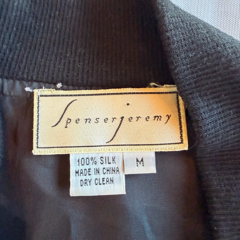 Vintage Spenser Jeremy Colorful Alphabet & Numbers Silk Bomber Jacket Sz Medium - Picture 3 of 9